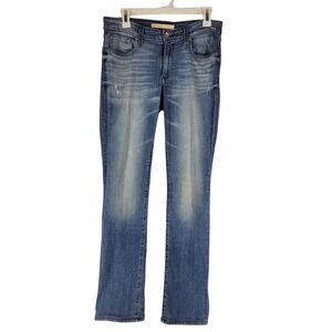 Big Star Maddie Mid Rise Straight Jeans Women's 26 Blue Denim Distressed Y2K